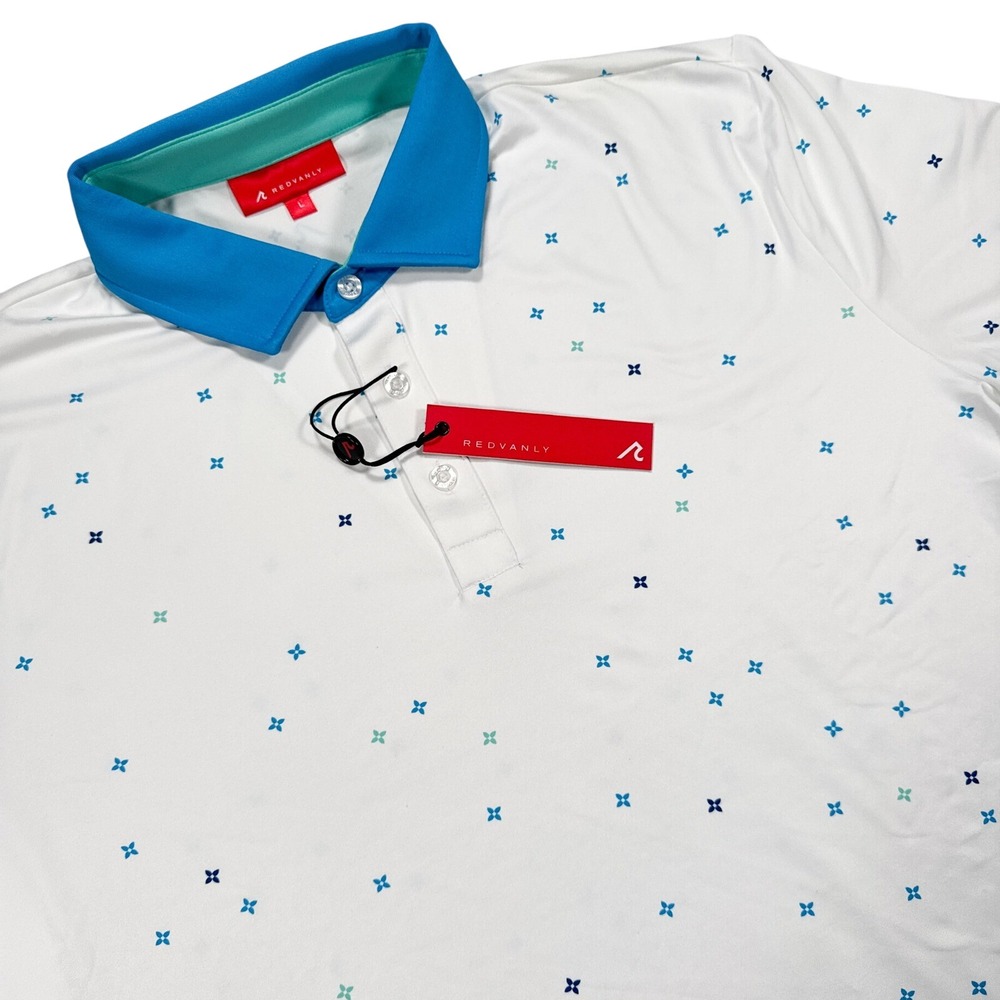 NWT REDVANLY Men's L Bright White Savile Stretch Performance Golf Polo Shirt